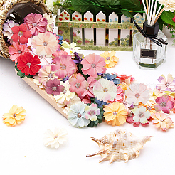 120個 12色シルク布花  造花頭  DIY 装飾花輪パーティー誕生日家の装飾のため  ミックスカラー  48.5~49x49~50x21~23mm  穴：2.5mm  10個/カラー&nbsp;DIY-WR0003-94