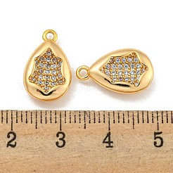 真鍮マイクロパヴェクリアキュービックジルコニアペンダント  18KGP本金メッキ  オーバル  16x10x3.5mm  穴：1.5mm&nbsp;KK-U006-07G-03
