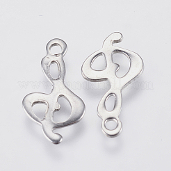 変色しにくい201ステンレススチールペンダント  音符  ステンレス鋼色  15x8x0.8mm  穴：1mm&nbsp;STAS-P225-012P