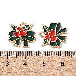 合金エナメルチャーム  クリスマステーマ  ライトゴールド  蝶結び  16x16x1.2mm  穴：1.6mm&nbsp;ENAM-I061-01KCG-23B