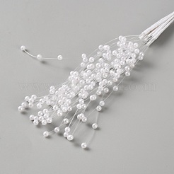 プラスチック製の模造真珠ビーズブーケ  鉄線で  結婚式パーティーの装飾  ホワイト  30~40x3x215mm&nbsp;AJEW-WH20020-394A