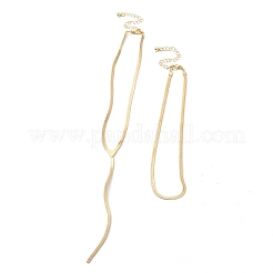 2Pcs 2 Styles Brass Flat Snake Chain Necklaces Set&nbsp;NJEW-P289-12G