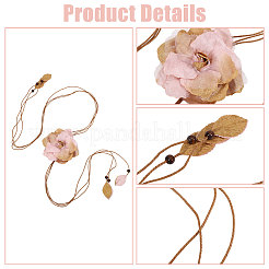 2Pcs 2 Colors Cloth Flower Wrap Waxed Cord Dress Belts for Ladies Decoration&nbsp;AJEW-CA0005-08