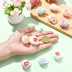 桜柄の樹脂製花瓶 30色 5個  ドールハウス用家具  ホームオフィスの卓上ディスプレイの装飾用  ミックスカラー  23x32.5x22mm  6個/カラー&nbsp;AJEW-CJ0001-77