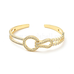 Clear Cubic Zirconia Knot Open Cuff Bangle&nbsp;BJEW-J165-14G