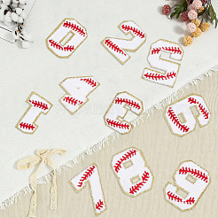 1袋 スポーツテーマ ナンバー0~9 刺繍布 アイロン接着/縫い付けパッチ  マスクと衣装のアクセサリー  アップリケ  ホワイト  71~72.5x38~50x2.5mm  10個/袋&nbsp;PATC-CY0001-65C