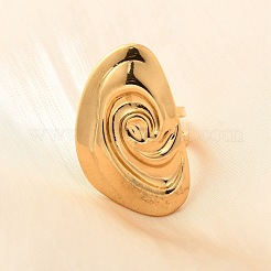 304ステンレススチールカフリング  18KGP本金メッキ  巻き貝  30.5x19mm  内径: 調節可能&nbsp;RJEW-E437-01G-04