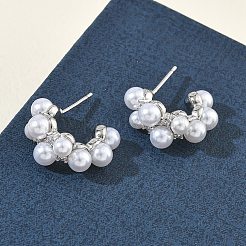 Brass Micro Pave Cubic Zirconia Stud Earrings for Women&nbsp;EJEW-A168-18P