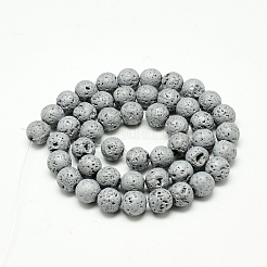 Electroplate Natural Lava Rock Beads Strands&nbsp;G-T058-03I-6MM