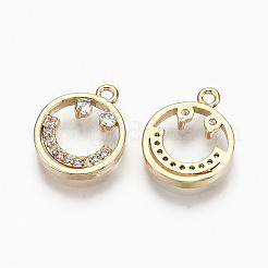 Brass Micro Pave Clear Cubic Zirconia Charms&nbsp;LS-RJEW-T063-62G-NF