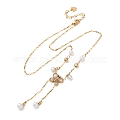 304 Stainless Steel Crystal Rhinestone Butterfly Pendant Necklaces for Women&nbsp;NJEW-P357-01G