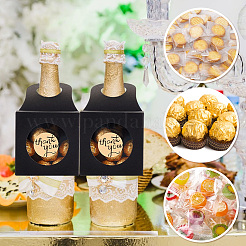 48Pcs 4 Styles Square Kraft Paper Festival Gift Storage Boxes with PVC Window and Hole Handle&nbsp;CON-PH0003-05A