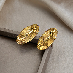 女性用304ステンレススチールスタッドピアス  オーバル  18KGP本金メッキ  36.2x17.8mm&nbsp;LS-QQ1906