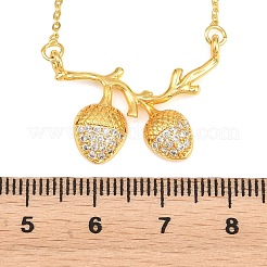 Brass Micro Pave Clear Cubic Zirconia 2 Acorn Pendant Necklaces&nbsp;NJEW-K311-02G