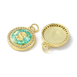 Brass Micro Pave Cubic Zirconia Pendants&nbsp;KK-A197-28G