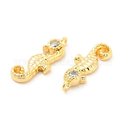 Brass Micro Pave Clear Cubic Zirconia Pendants&nbsp;KK-G447-15G