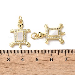 Brass Micro Pave Clear Cubic Zirconia Pendants&nbsp;KK-B083-29B-G