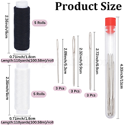 10ロール 2色ポリエステルミシン糸  手縫い・ミシン用  縫製用スチール針1セット  ミックスカラー  0.1mm&nbsp;DIY-CY0003-32