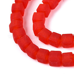 透明なすりガラスビーズ連売り  キューブ  多面カット  レッド  4~4.5x4~4.5x4~4.5mm  穴：1~1.2mm  約97~98個/連  16.14~16.54インチ（41~42cm）&nbsp;GLAA-N072-01A-A07