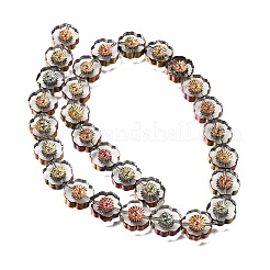 電気メッキ透明ガラスビーズ連売り  花  カラフル  14x14.5x5mm  穴：0.9mm  約29個/連  15.94''（40.5センチメートル）&nbsp;GL-CBA98F0-05F