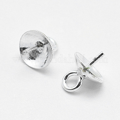 変色防止ロジウムメッキスターリングシルバーペンダントベイル925個  片穴パーツ用  プラチナ  6.5x5mm  穴：1mm  ピン：0.5mm&nbsp;STER-E050-08P