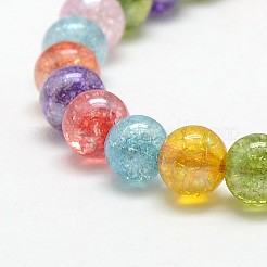 Electroplate AB Color Plated Synthetic Crackle Quartz Round Beads Strands&nbsp;G-L155-6mm-07