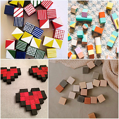 塗装用松材木製建築板250枚  DIYクラフト用品  キューブ  トウモロコシの穂の黄色  1x1x1cm  250個/セット&nbsp;WOCR-SP0001-01