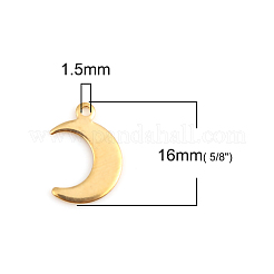 304ステンレスペンダント  空白タグのスタンプ  ムーン  ゴールドカラー  16x11x1.8mm  穴：1.5mm&nbsp;STAS-I140-05G