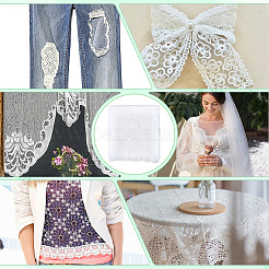 ナイロンレース生地  服装アクセサリー  ホワイト  390~415x0.3mm  3m / pc&nbsp;DIY-WH0899-814