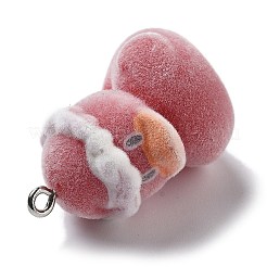樹脂チャーム  プラチナ鉄ループ付き  アヒルのチャーム  暗赤色  29x19.5x22mm  穴：2mm&nbsp;RESI-Q007-02D