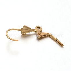 イオンプレーティング(IP) 304 ステンレススチール シェル レバーバック イヤリング金具  カン付き  ゴールドカラー  19.5x11x6mm  ピン：0.7mm  穴：2mm&nbsp;STAS-F075-34