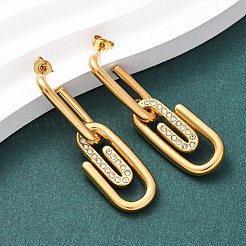 304 Stainless Steel Paper Clip Dangle Stud Earrings&nbsp;EJEW-S279-03G