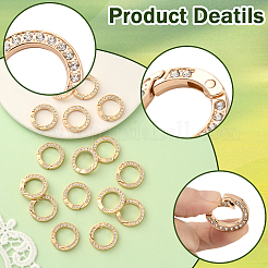 16Pcs Alloy Rhinestone Spring Gate Rings&nbsp;FIND-SP0004-52E