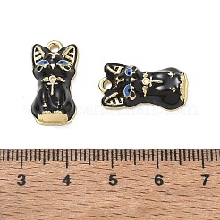 エナメルペンダントと合金  猫の形のチャーム  ゴールドカラー  ブラック  20x11x5.5mm  穴：1.6mm&nbsp;AL-CBAA9B8-02G-01