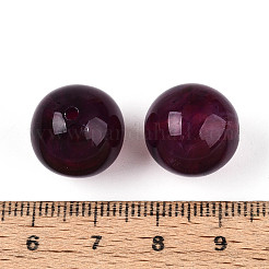 丸いアクリル天然石風ビーズ  紫色のメディア  15~16mm  穴：1.8mm&nbsp;X-OACR-R029-16mm-03