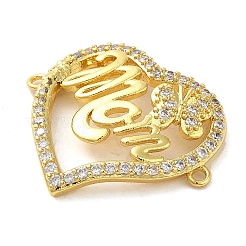 Brass Micro Pave Clear Cubic Zirconia Mama Connector Charms&nbsp;FIND-Z041-12D