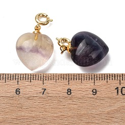 天然石ミックスハートペンダント装飾  真鍮の留め金付き  ゴールドカラー  24.5~25.5mm  穴：3mm&nbsp;G-B188-06G
