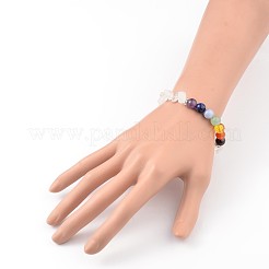 Chips and Round Chakra Natural Gemstone Beaded Stretch Bracelets&nbsp;BJEW-JB01990-02