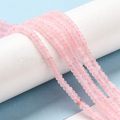 天然石ローズクォーツビーズ連売り  ロンデル  グレードAA  4x2mm  穴：0.6mm  約177個/連  15.35~15.43''（39~39.2センチメートル）&nbsp;G-E608-D07