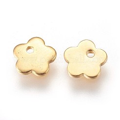 ステンレススチールチャーム201個  花  ゴールドカラー  7x7x1mm  穴：1mm&nbsp;STAS-E447-17G