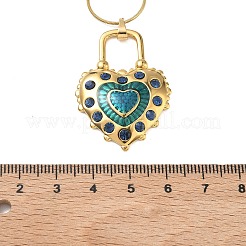 304ステンレススチール製エナメル加工ティールカラーペンダントネックレス（女性用）  ゴールドカラー  ハート  16.54インチ（42cm）&nbsp;NJEW-C118-01C-G