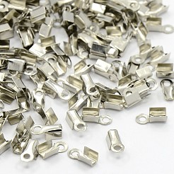 アイアン製折りたたみ式カシメエンドパーツ  圧着コードの端を折ります  プラチナ  9x3.5x4mm  穴：2mm  約10000個/袋&nbsp;E033Y-N-01