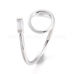 Brass Micro Pave Clear Cubic Zirconia Cuff Rings&nbsp;RJEW-F103-05-P
