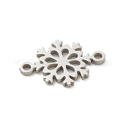 201ステンレススチールレーザーカットコネクタチャーム  ステンレス鋼色  スノーフレーク  15x10x1mm  穴：1.2mm&nbsp;STAS-R133-02P-10