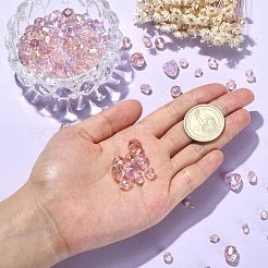 Abカラーメッキガラスビーズ100個。  多面カット  混合形状  ピンク  6~10x14~10mm  穴：1~1.5mm&nbsp;GLAA-CJ0001-98