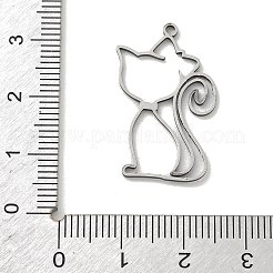 中空201ステンレスペンダント  猫の形のチャーム  ステンレス鋼色  27.5x17x1mm  穴：1.5mm&nbsp;STAS-B136-05C-P