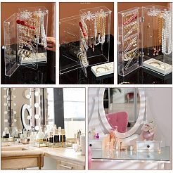 Rectangle Plastic Jewelry Organizer Storage Box with 24 Hooks&nbsp;OBOX-WH0001-06