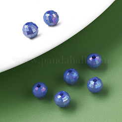 不透明なアクリルビーズ  ABカラーメッキ  多面カット  ラウンド  藤紫色  6x5.5mm  穴：1.5mm  約4800個/500g&nbsp;MACR-S371-135-I05