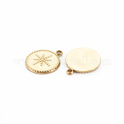 イオンプレーティング（IP）304ステンレススチールチャーム  スターとフラットラウンド  14KGP本金メッキ  15x12x2mm  穴：1.6mm&nbsp;STAS-N097-133LG