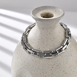 304 Stainless Steel Rectangle Link Chain Bracelets for Women Men&nbsp;BJEW-F488-30P-02